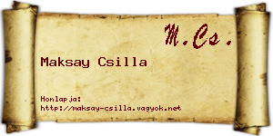 Maksay Csilla névjegykártya
